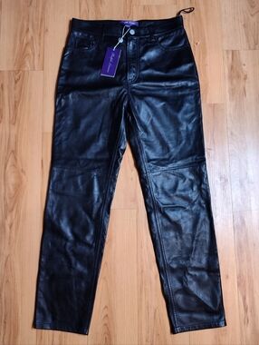 Ralph Lauren Purple Label Lamb Leather Women's Pants Sz 6 Black $2390